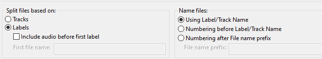 Audacity export settings